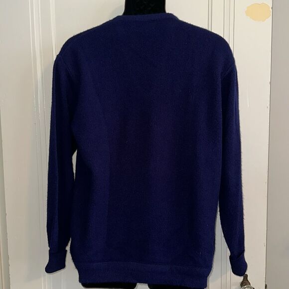 Vintage Izod Lacoste V neck navy blue acrylic sweater - Picture 6 of 8